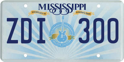 MS license plate ZDI300