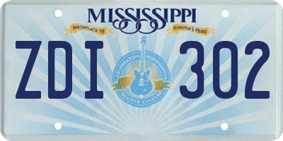 MS license plate ZDI302