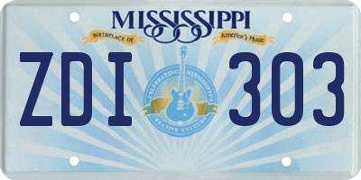 MS license plate ZDI303