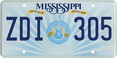 MS license plate ZDI305