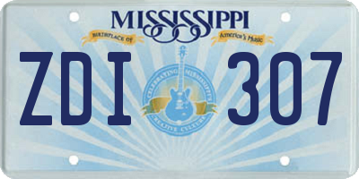 MS license plate ZDI307