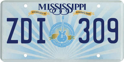 MS license plate ZDI309