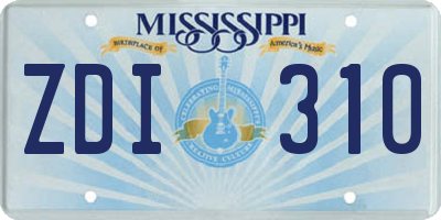 MS license plate ZDI310