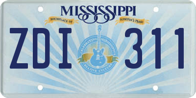 MS license plate ZDI311