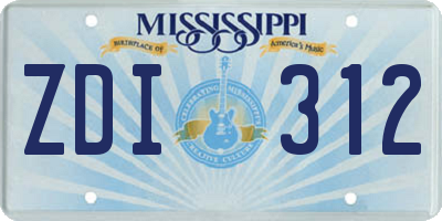 MS license plate ZDI312