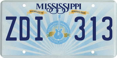 MS license plate ZDI313