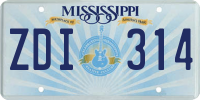 MS license plate ZDI314