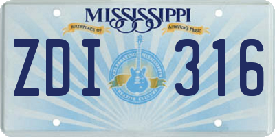 MS license plate ZDI316