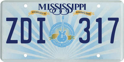 MS license plate ZDI317