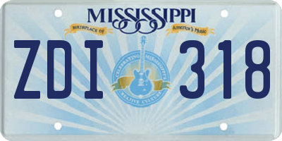 MS license plate ZDI318