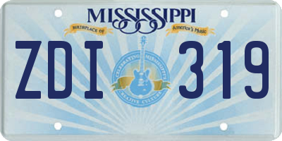 MS license plate ZDI319