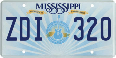 MS license plate ZDI320