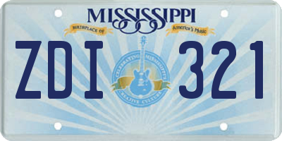 MS license plate ZDI321
