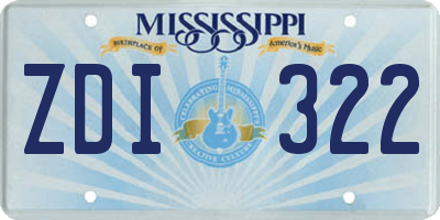 MS license plate ZDI322