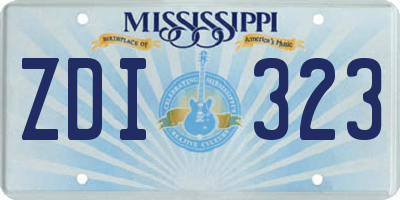 MS license plate ZDI323