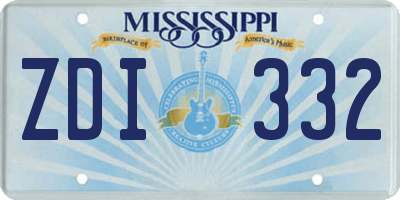MS license plate ZDI332