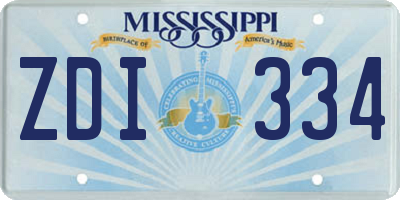 MS license plate ZDI334