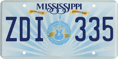 MS license plate ZDI335