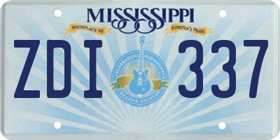 MS license plate ZDI337
