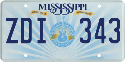 MS license plate ZDI343