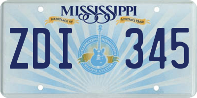 MS license plate ZDI345