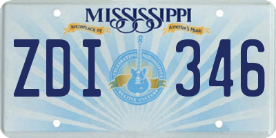 MS license plate ZDI346