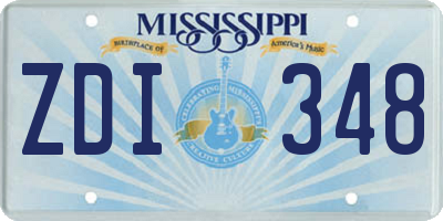 MS license plate ZDI348