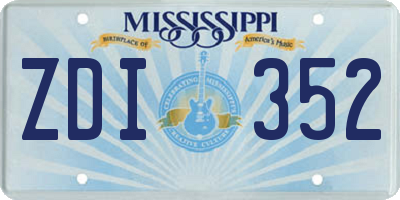 MS license plate ZDI352