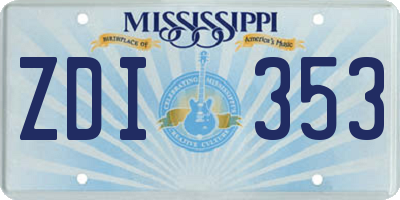 MS license plate ZDI353
