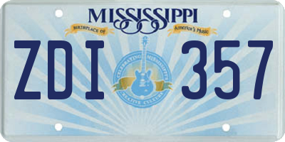 MS license plate ZDI357