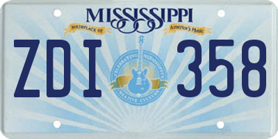 MS license plate ZDI358
