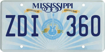 MS license plate ZDI360