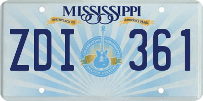 MS license plate ZDI361