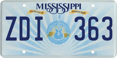 MS license plate ZDI363