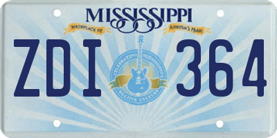 MS license plate ZDI364