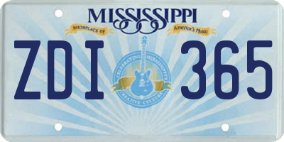 MS license plate ZDI365