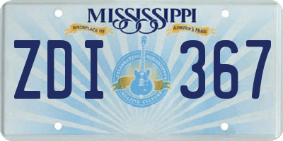 MS license plate ZDI367
