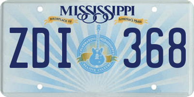 MS license plate ZDI368