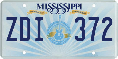 MS license plate ZDI372