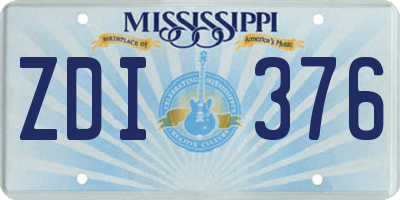 MS license plate ZDI376