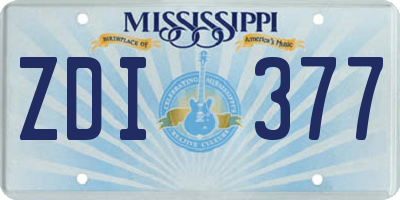 MS license plate ZDI377