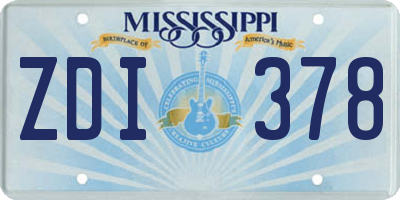 MS license plate ZDI378