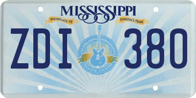 MS license plate ZDI380