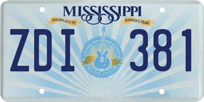 MS license plate ZDI381