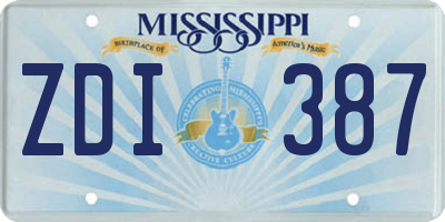 MS license plate ZDI387
