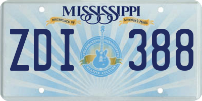 MS license plate ZDI388