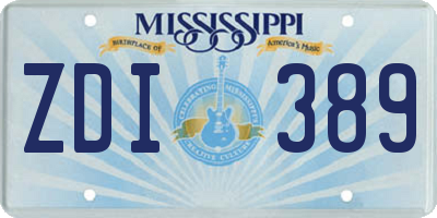 MS license plate ZDI389