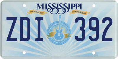 MS license plate ZDI392