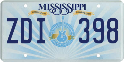 MS license plate ZDI398