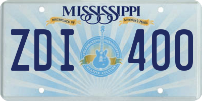 MS license plate ZDI400